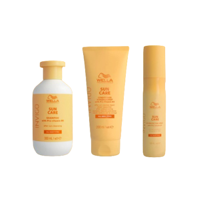 WELLA INVIGO SUN CARE SHAMPOO + CONDITIONER + SPRAY. Kit Shampoo doposole, conditioner dopo sole e spray protettivo